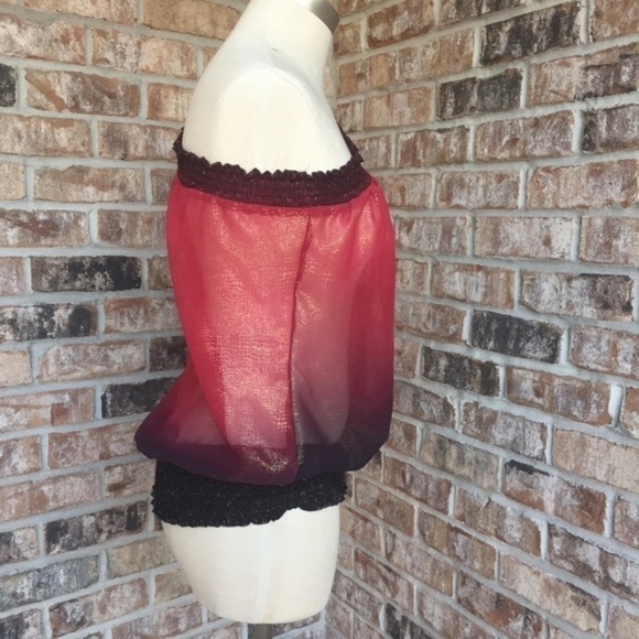 J.e.w.e.l.s One Shoulder Metallic Sheer Top S - Picture 4 of 6